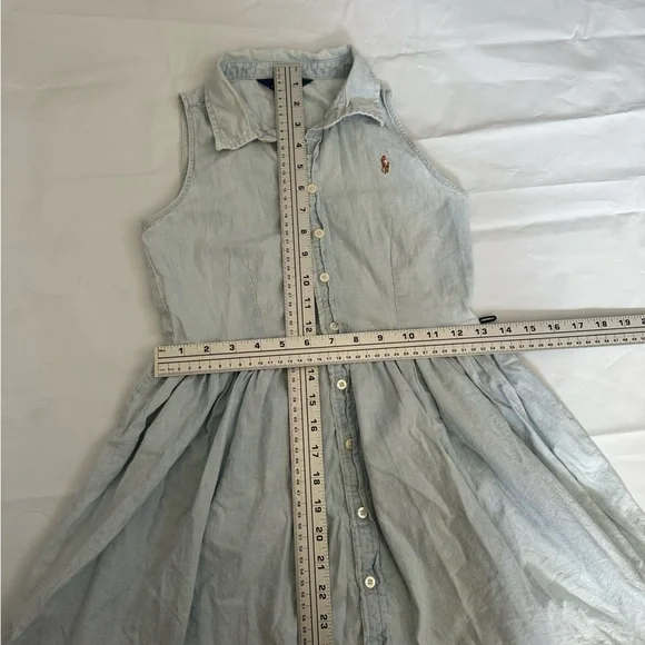 👗💙 Girls’ Faded Blue Denim Style Button Up Dress – Youth Size 12 💙👗 - Picture 7 of 9